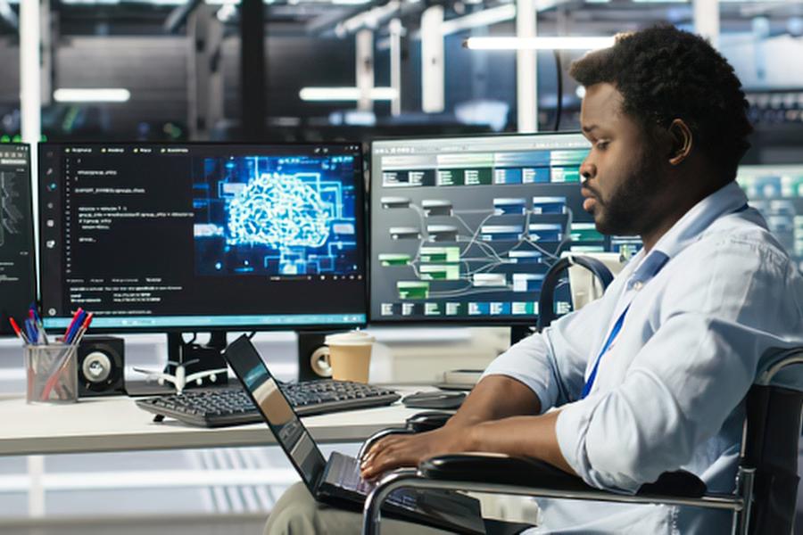 Cybersecurity professional monitoring security systems